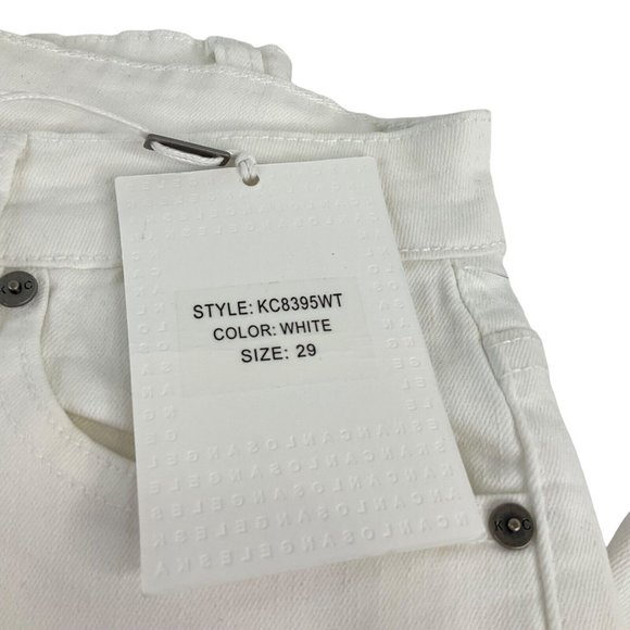 KanCan Jeans Women's SZ 29 White Distressed Fray Ankle Stretch Skinny Crop $78 - Picture 5 of 12